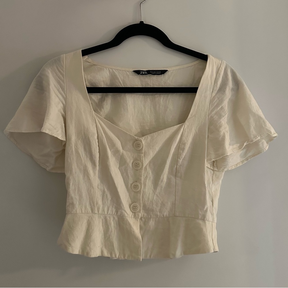 Zara cream linen top